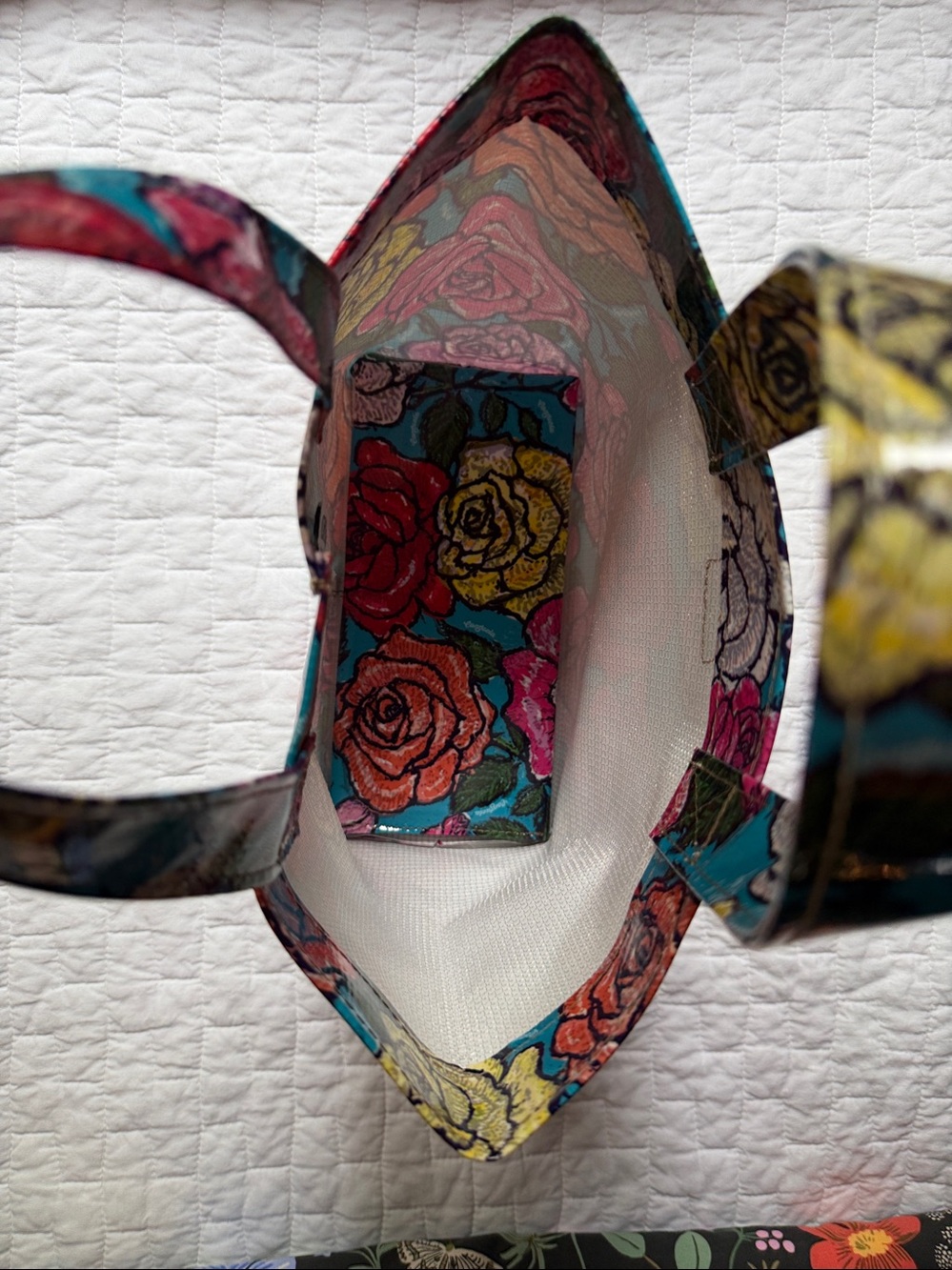 Consuela Turquoise Floral Mini Tote with Pink & Yellow Roses - Picture 5 of 6